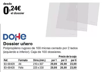Oferta de Dohe - Dossier Unero por 0,24€ en Staples Kalamazoo
