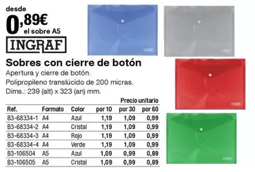 Oferta de Ingraf - Sobres Con Cierre De Boton por 0,89€ en Staples Kalamazoo