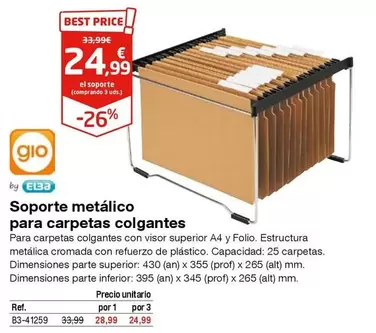 Oferta de Soporte Metalico Para Carpetas Colgantes por 24,99€ en Staples Kalamazoo
