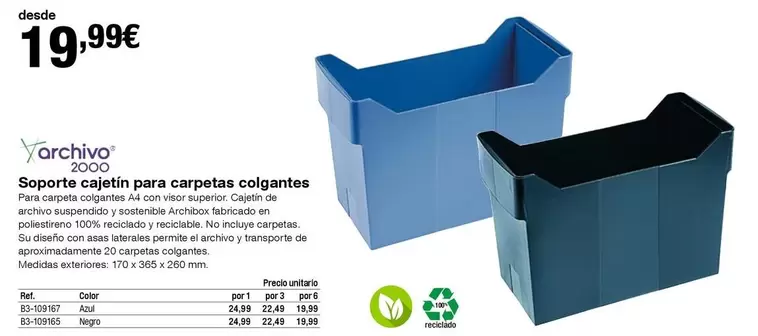 Oferta de Soporte Cojín Para Carpetas Colgantes por 19,99€ en Staples Kalamazoo
