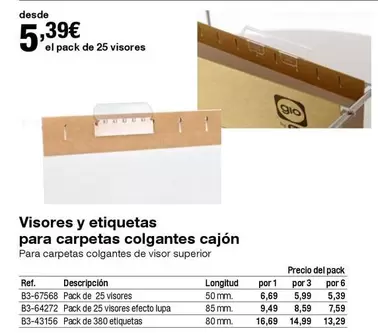 Oferta de Visores Y Etiquetas Para Carpetas Colgantes Cajón por 5,39€ en Staples Kalamazoo