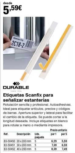 Oferta de Ideal - Etiquetas Scanfix Para Senalizar Estanterías por 5,59€ en Staples Kalamazoo
