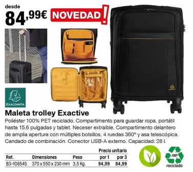 Oferta de Exacompta - Maleta Trolley Exactive por 84,99€ en Staples Kalamazoo