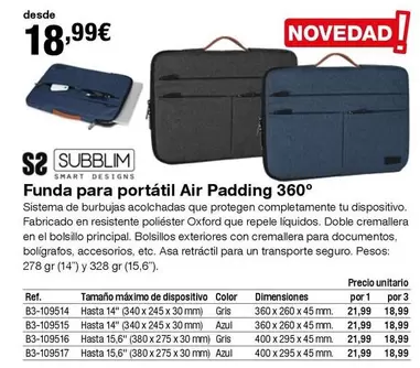 Oferta de Funda Para Portátil Air Padding 360° por 18,99€ en Staples Kalamazoo