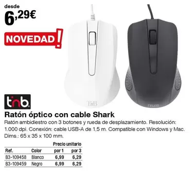 Oferta de Ratón Óptico Con Cable Shark por 6,29€ en Staples Kalamazoo