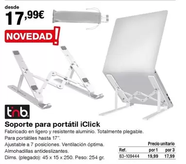 Oferta de Tnb - Soporte Para Portátil por 17,99€ en Staples Kalamazoo