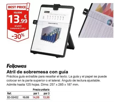 Oferta de Fellowes - Atril De Sobremesa Con Guia por 13,99€ en Staples Kalamazoo
