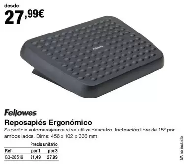 Oferta de Fellowes - Reposapiés Ergonomico por 27,99€ en Staples Kalamazoo