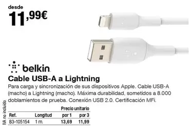 Oferta de Belkin - Cable Usb-a A Lightning por 11,99€ en Staples Kalamazoo