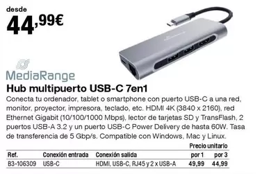 Oferta de Hub Multipuerto Usb-c 7en 1 por 44,99€ en Staples Kalamazoo