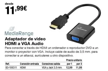 Oferta de Adaptador De Video Hdmi A Vga Audio por 11,99€ en Staples Kalamazoo