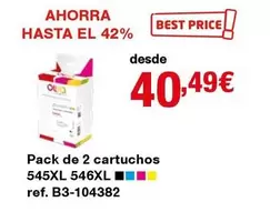 Oferta de Pack De 2 Cartuchos 545xl 546xl por 40,49€ en Staples Kalamazoo
