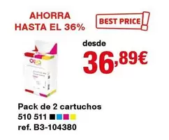 Oferta de Pack De 2 Cartuchos 510 511 por 36,89€ en Staples Kalamazoo