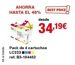 Oferta de Pack De 4 Cartuchos Lc223 por 34,19€ en Staples Kalamazoo