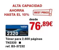 Oferta de Brother - Alta Capacidad Ahorra por 76,89€ en Staples Kalamazoo