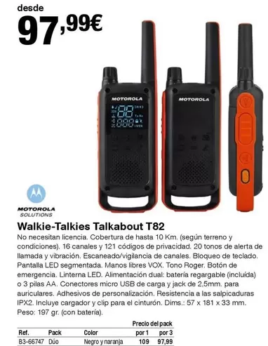 Oferta de Motorola - Walkie-talkies T82 por 97,99€ en Staples Kalamazoo