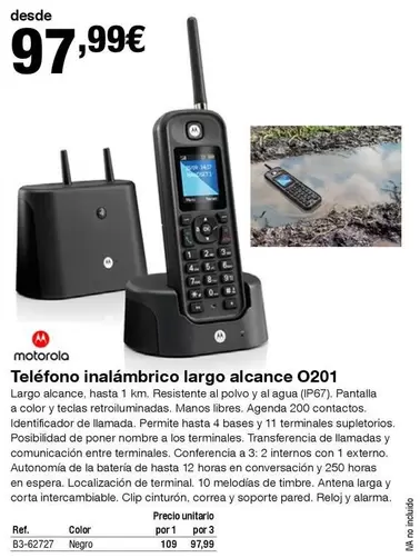 Oferta de Motorola - Telefono Inalámbrico Largo Alcance 0201 por 97,99€ en Staples Kalamazoo