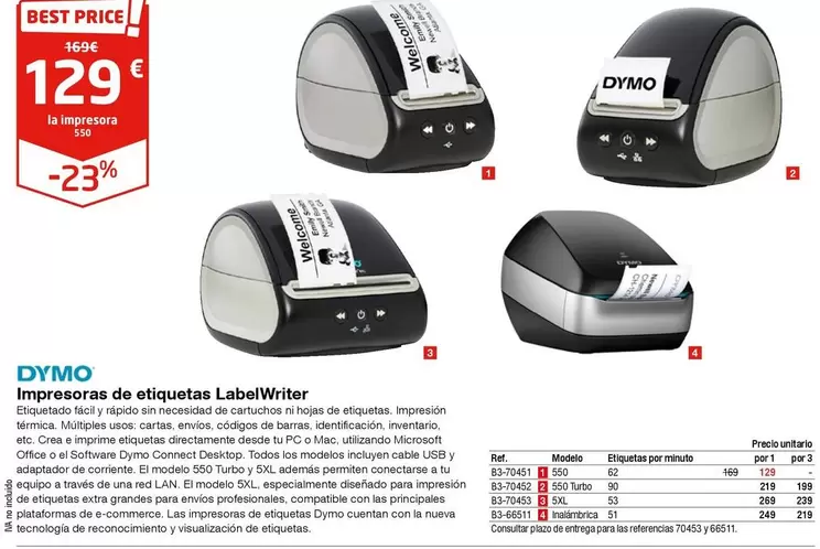 Oferta de Dymo - Impresoras De Etiquetas Label Writer por 129€ en Staples Kalamazoo