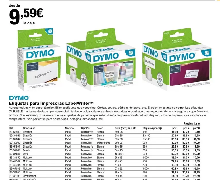 Oferta de Dymo - Etiquetas Para Impresoras por 9,59€ en Staples Kalamazoo