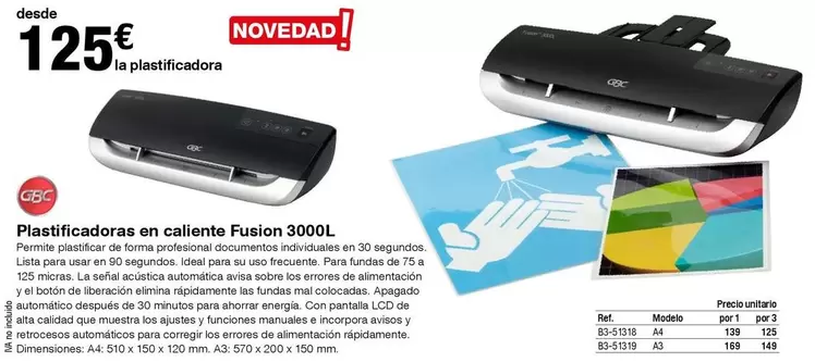 Oferta de Fusion - Plastificadoras En Caliente  3000l por 125€ en Staples Kalamazoo