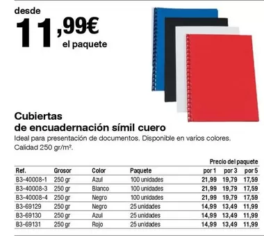 Oferta de Ideal - Cubiertas De Encuadernacion Simil Cuero por 11,99€ en Staples Kalamazoo