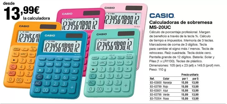 Oferta de Calculadoras De Sobremesa Ms-20uc por 13,99€ en Staples Kalamazoo