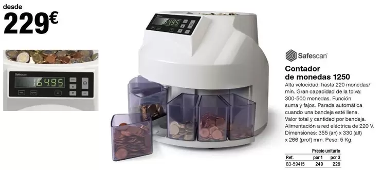 Oferta de Valor - Contador De Monedas 1250 por 229€ en Staples Kalamazoo