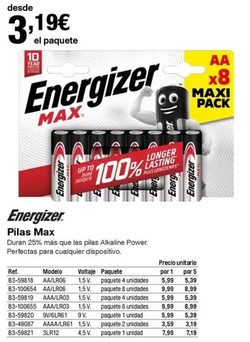 Oferta de Energizer - Pilas Max por 3,19€ en Staples Kalamazoo