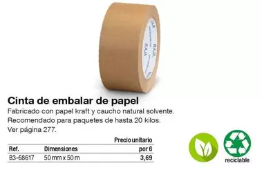 Oferta de Raja - Cinta De Embalar De Papel por 3,69€ en Staples Kalamazoo