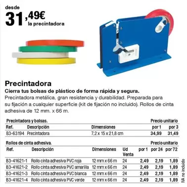 Oferta de PVC - Precintadora por 31,49€ en Staples Kalamazoo