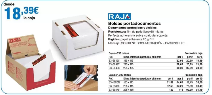 Oferta de Raja - Bolsas Portadocumentos por 18,39€ en Staples Kalamazoo