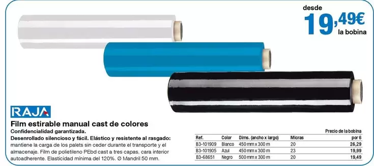 Oferta de Raja - Film Estirable Manual Cast De Colores por 19,49€ en Staples Kalamazoo