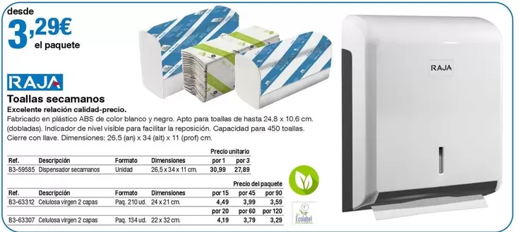 Oferta de Raja - Toallas Seccamarces por 3,29€ en Staples Kalamazoo