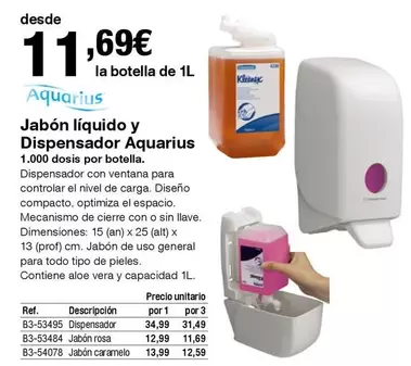 Oferta de Aquarius - Jabon Liquido Y Dispensador por 11,69€ en Staples Kalamazoo