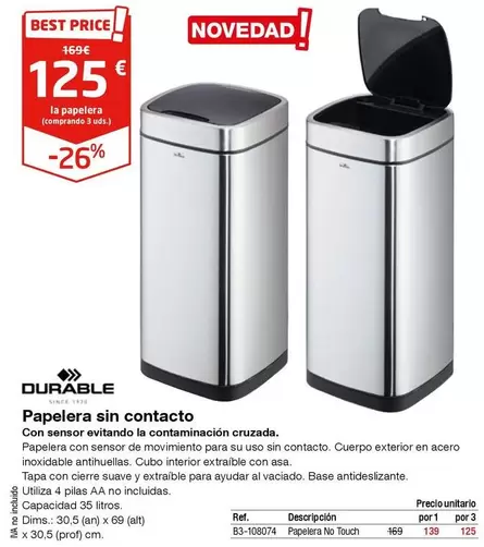 Oferta de Papelera Sin Contacto por 125€ en Staples Kalamazoo