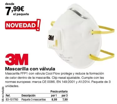 Oferta de 3m - Mascarilla Con Vélvula por 7,99€ en Staples Kalamazoo