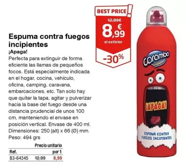 Oferta de Espuma Contra Fuegos Incipientes por 8,99€ en Staples Kalamazoo