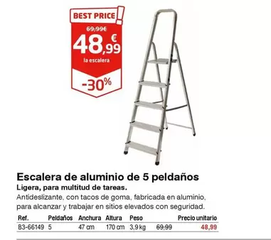 Oferta de Escalera De Aluminio De 5 Peldanos por 48,99€ en Staples Kalamazoo