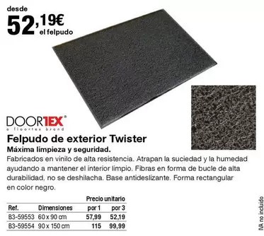Oferta de Felpudo De Exterior Twister por 52,19€ en Staples Kalamazoo