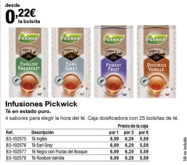 Oferta de Infusiones Pickwick  por 0,22€ en Staples Kalamazoo