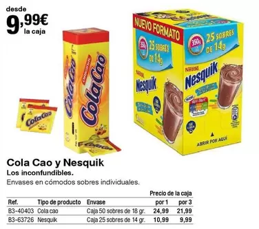 Oferta de Nestlé - Cola Cao Y Nesquik por 9,99€ en Staples Kalamazoo