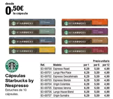 Oferta de Starbucks - Capsulas Nespresso por 0,5€ en Staples Kalamazoo