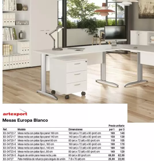Oferta de Mesa Europa Blanco por 169€ en Staples Kalamazoo