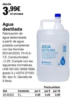 Oferta de Agua Destilada por 3,99€ en Staples Kalamazoo
