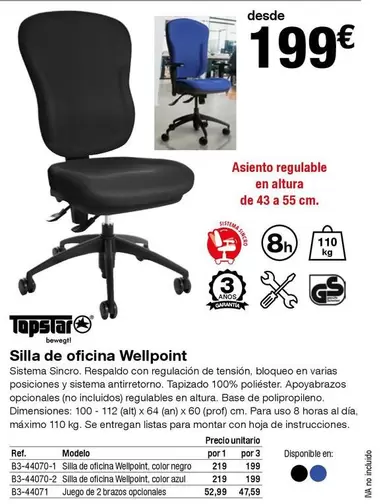 Oferta de Silla De Oficina Wellpoint por 199€ en Staples Kalamazoo
