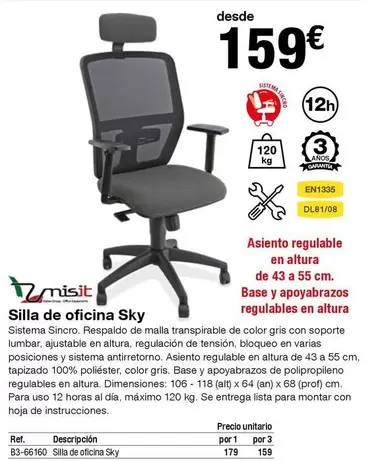 Oferta de Silla De Oficina Sky por 159€ en Staples Kalamazoo