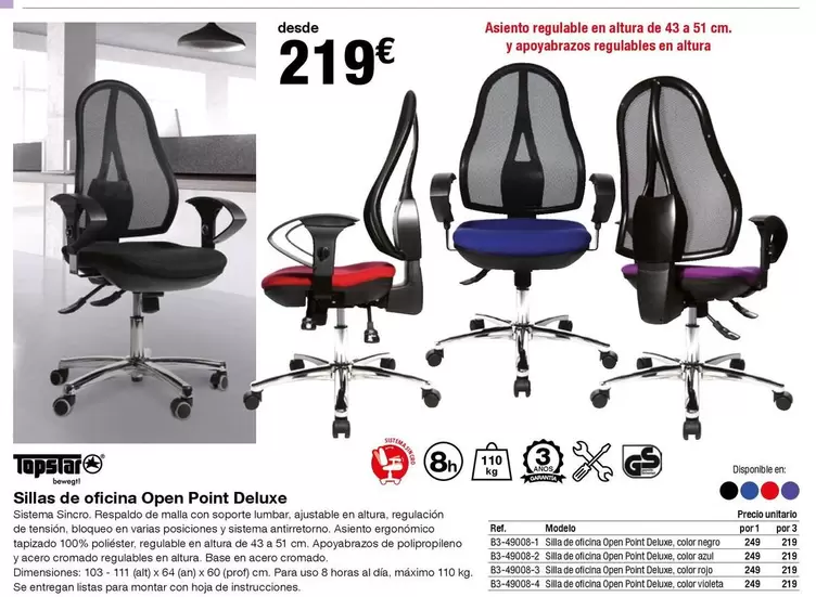Oferta de Sillas De Oficina Open Point Deluxe por 219€ en Staples Kalamazoo