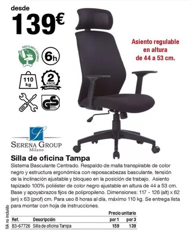 Oferta de Silla De Oficina Tampa por 139€ en Staples Kalamazoo