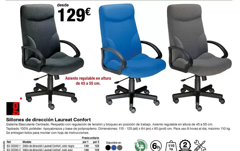 Oferta de Sillones De Dirección Laureat Confort  por 129€ en Staples Kalamazoo