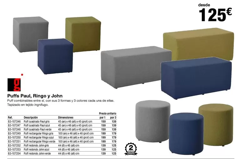 Oferta de Puffs Paul, Ringo Y John  por 125€ en Staples Kalamazoo